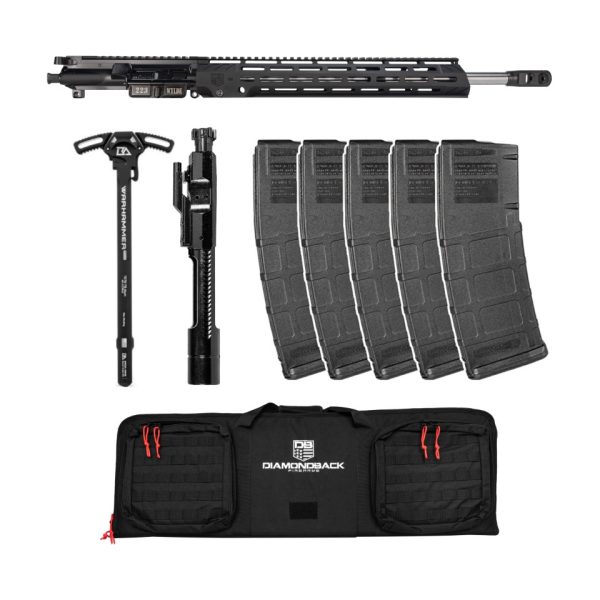 DB15 .223 Wylde Diamond Series 18″ Upper Assembly w/ 15″ M-Lok Anti-Rotation S Rail, Black | BCGS & AMBI CH | Magazine | Case