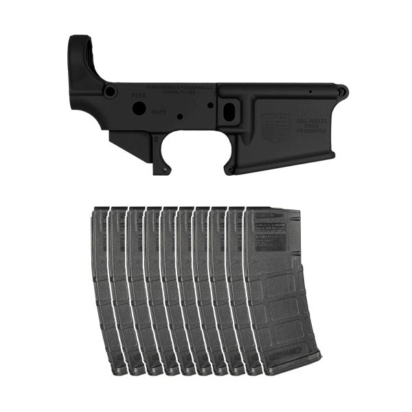 DB15 223/556/300BO STRIPPED CARBON SERIES RIFLE LOWER, BLACK, BUNDLE w/ MAGPUL 30RD MAGAZINES