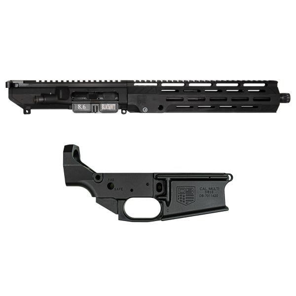 DB10 8.6 BLACKOUT 12" UPPER ASSEMBLY W/ 11″ M-LOK ANTI-ROTATION S RAIL, BLACK WITH BCG & CHGH | LOWER BUNDLE
