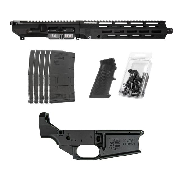 DB10 8.6 BLACKOUT 12" UPPER ASSEMBLY W/ 11″ M-LOK ANTI-ROTATION S RAIL, BLACK WITH BCG & CHGH | LOWER BUNDLE