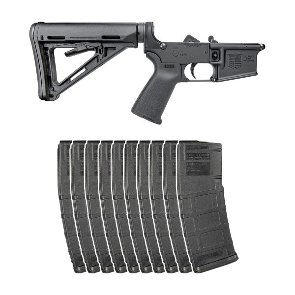DB15 223/556/300BO COMPLETE CARBON SERIES RIFLE LOWER, BLACK, BUNDLE w/ MAGPUL 30RD MAGAZINES