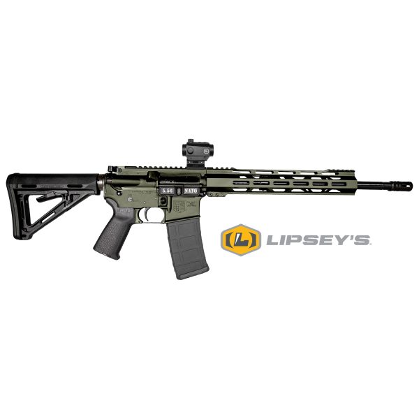 DB15, 16" Carbon Series w/ 12” M-LOK Rail, 5.56 NATO, w/ Crimson Trace Red Dot, OD Green - Lipsey Exclusive