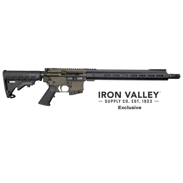 CA Compliant, DB15, 16" Carbon Series w/ 15” M-LOK RAIL, 5.56 NATO, Duo-Tone Black / OD Green - Iron Valley Exclusive