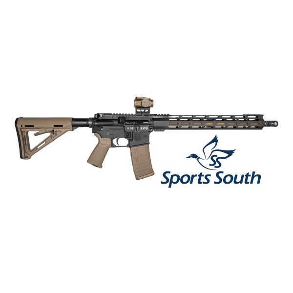 DB15, 16" Carbon Series w/ 15” M-LOK Rail, 5.56 NATO, w/ Viridian Venta Green Dot, Black w/ FDE Barrell - Sports South Exclusive