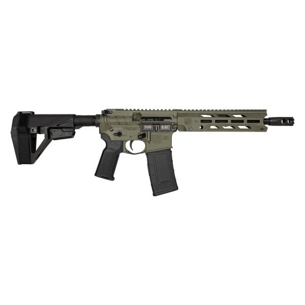 DB15, 10" Carbon Series Pistol w/ 9" V4 M-LOK Anti-Rotation S Rail, .300 AAC Blackout, OD Green