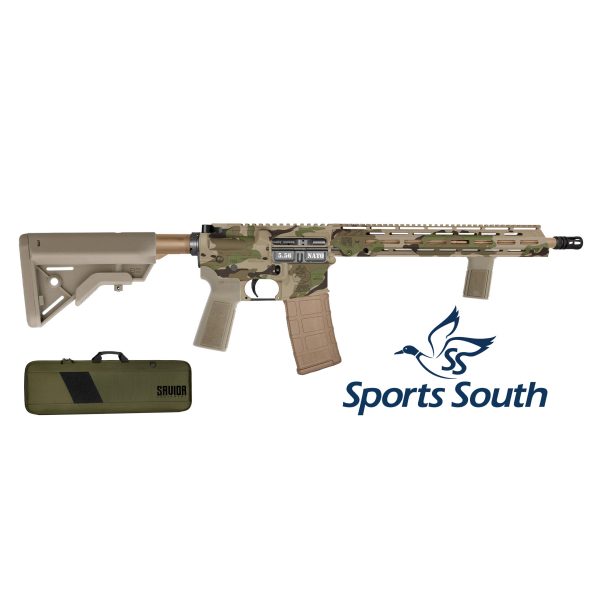 Sports South Exclusive, DB15, 16" Carbon, w/ 15" M-LOK Rail, 5.56 NATO, Swamp Stalker Camo, & SAVIOR EQUIPMENT SPECIALIST single rifle case in OD Green