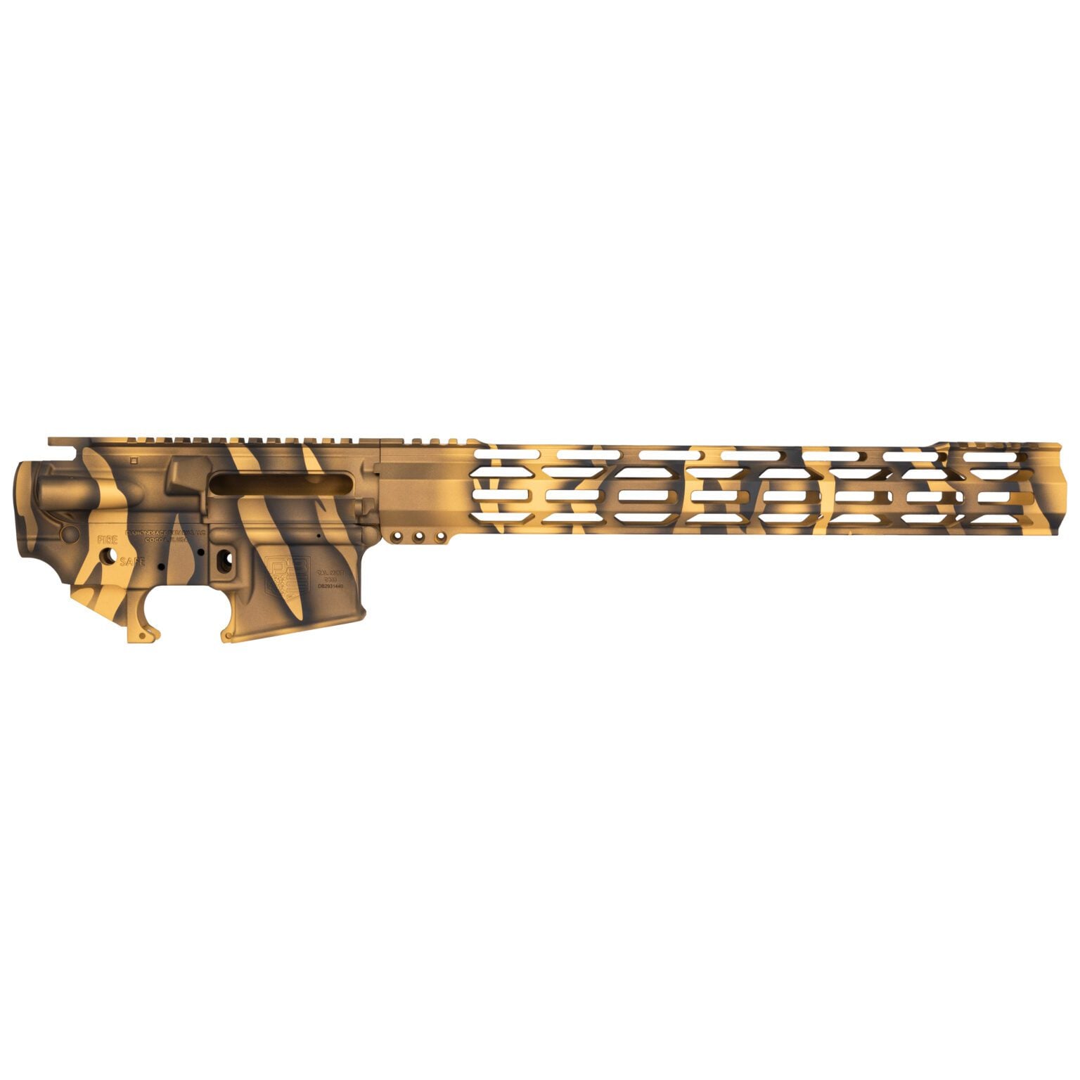 Gold/Black Tiger Stripe AR15 Upper, Rail, and Lower Cerakote Set
